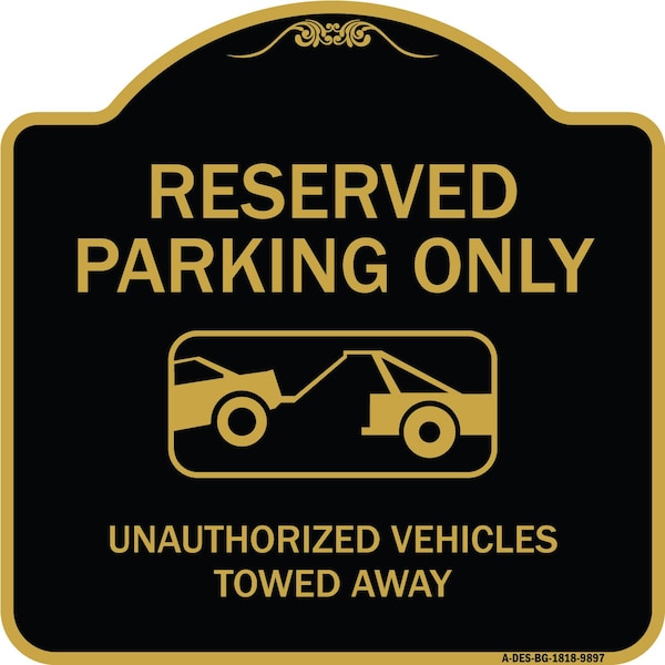 Designer Series-Resident Parking Unauthorized Vehicles Towed Away With Gr, 18" x 18", BG-1818-9897